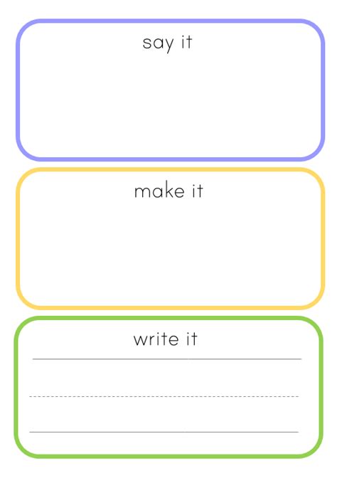 Say It Build It Write It Free Printable