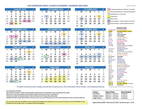 Saybrook Academic Calendar