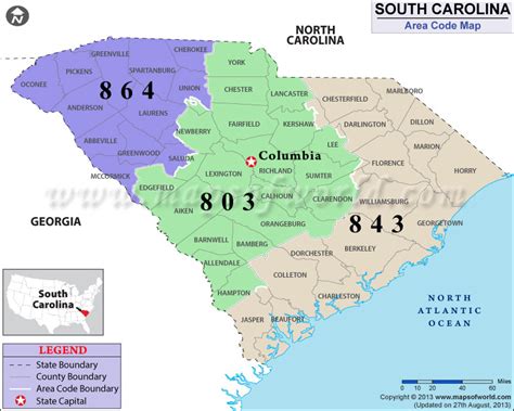 South Carolina Area Code Map Time Zones Map World