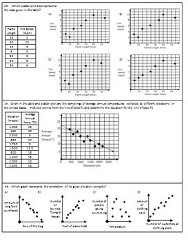 Scatter plot, Correlation, and Line of Best Fit Exam Mrs Math by Mrs