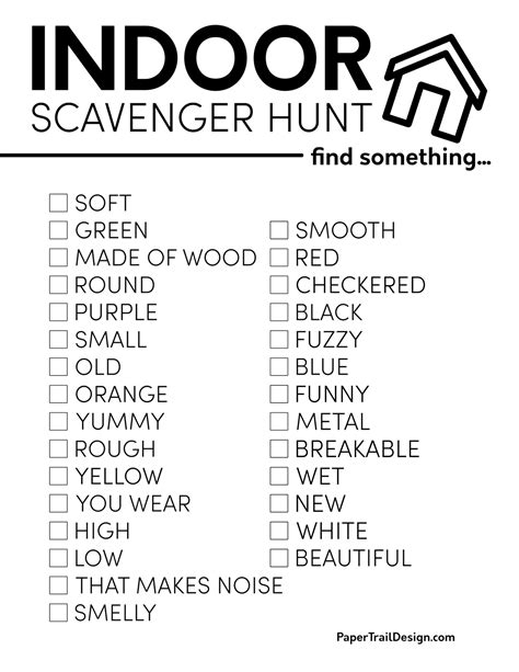 Scavenger Hunt Checklist Template