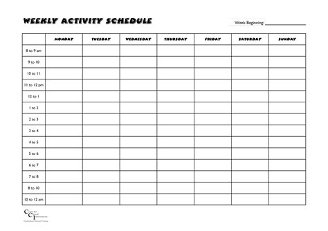 Schedule Of Activities Template