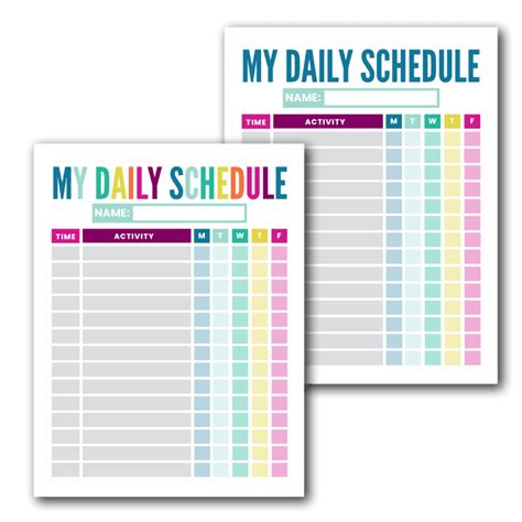 Schedule Template Free Printable