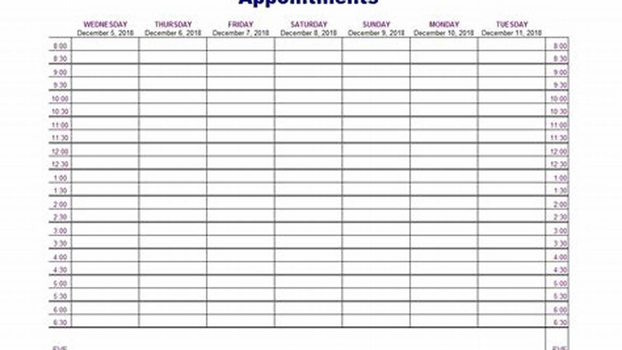 Schedule Appointments, Calender Template