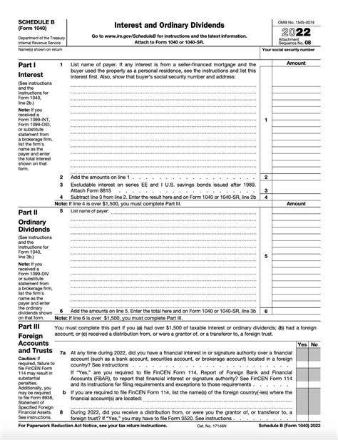 Fillable Schedule B (Form Ia 1040) Interest And Dividend