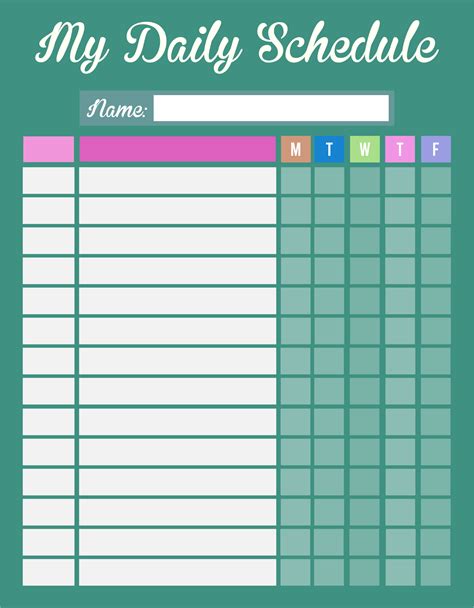 Schedule Chart Printable