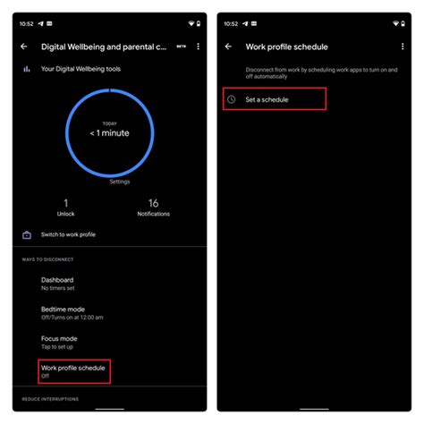 Schedule Work Profile on Android Phones