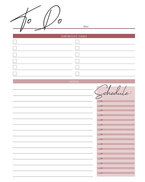 Scheduling List Printable
