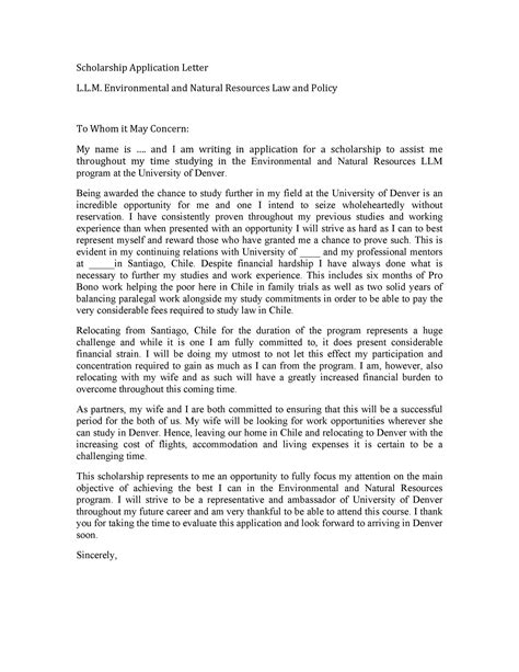 免费 High School Scholarship Application Letter 样本文件在