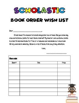 Scholastic Wish List Printable