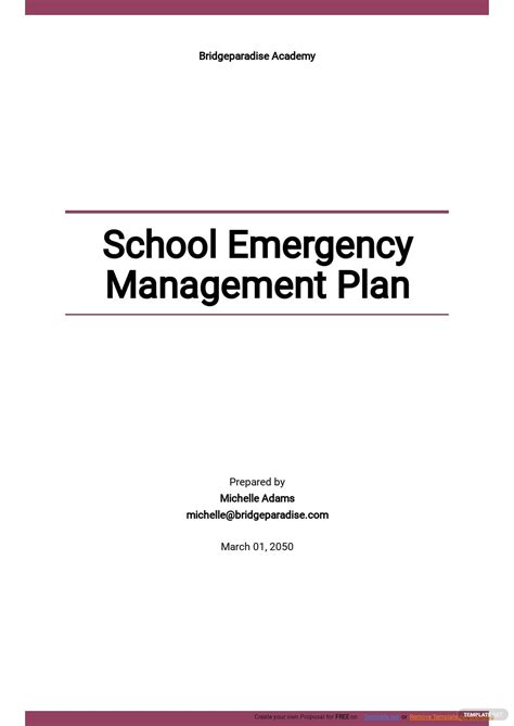 School Emergency Preparedness Plan Template