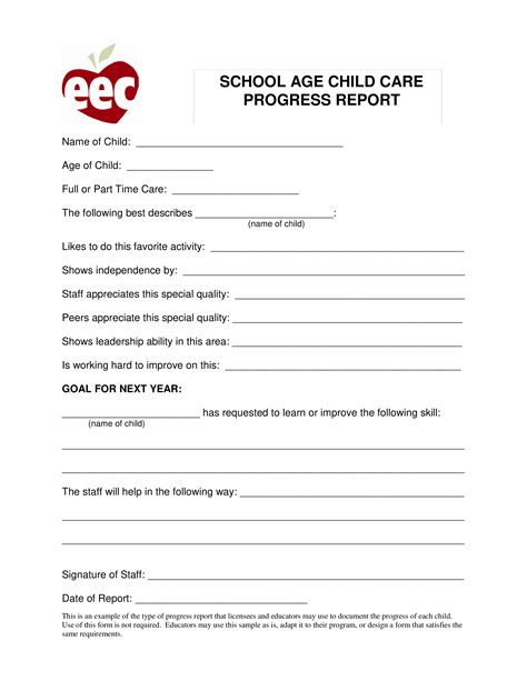 School Progress Report Template