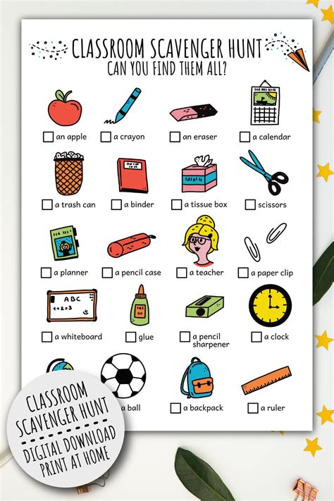 School Scavenger Hunt Printable