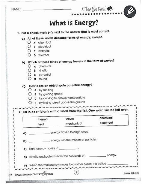 Science For 8th Graders Worksheets