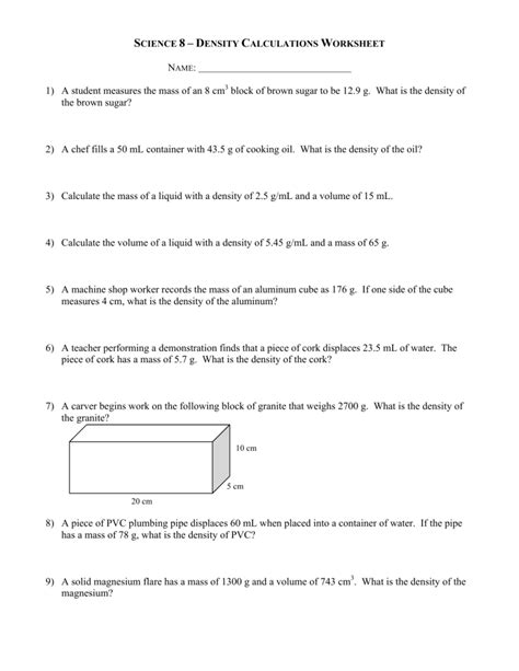 Science 8 Density Calculations Worksheet Netvs — db-excel.com