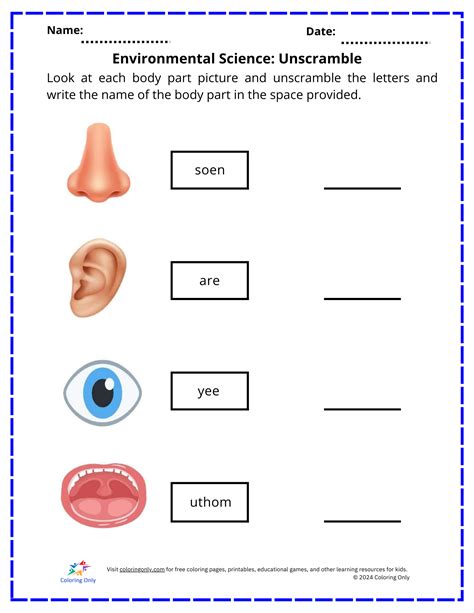 Science Unscramble Worksheet
