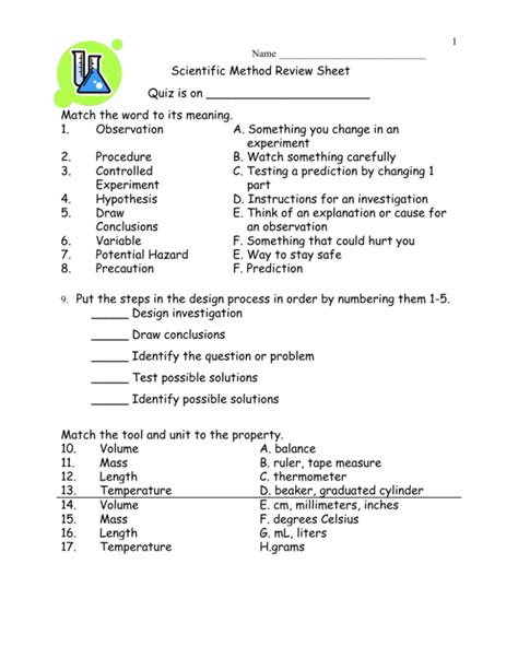 Scientific Method Review Worksheet Answers - Worksheet List