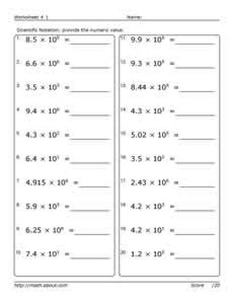 Scientific Notation Multiplication Worksheet