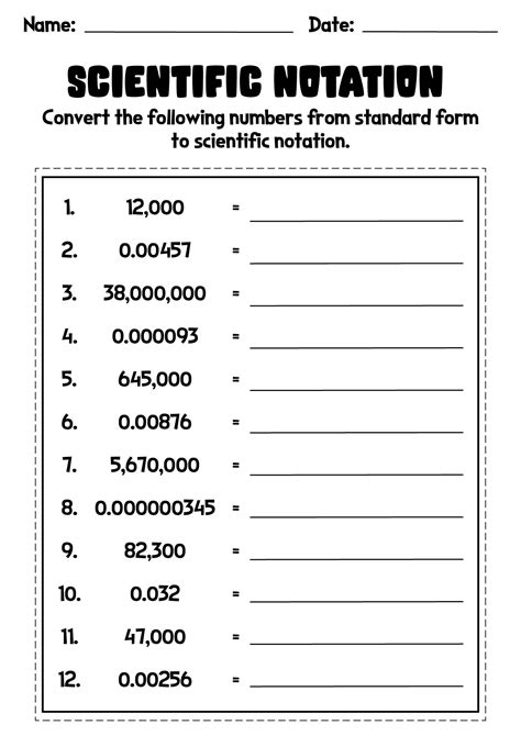 Scientific notation worksheet - Name _______________________________Date