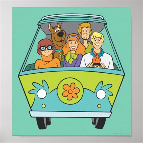 Scooby Doo and the gang in a mystery machine