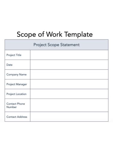 Scope Of Work Template Word Doc