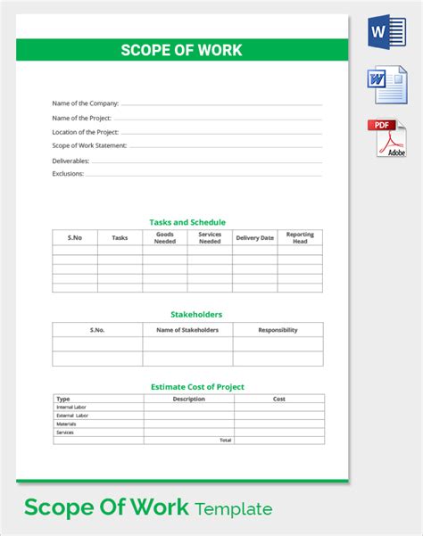 Scope Of Work Template Word Document
