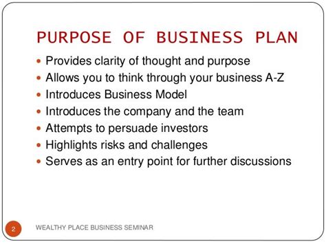 Scope and Purpose of the Business Plan