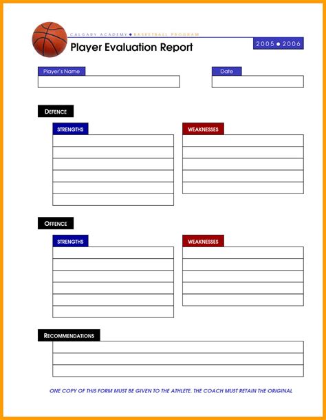 Scouting Report Template Basketball