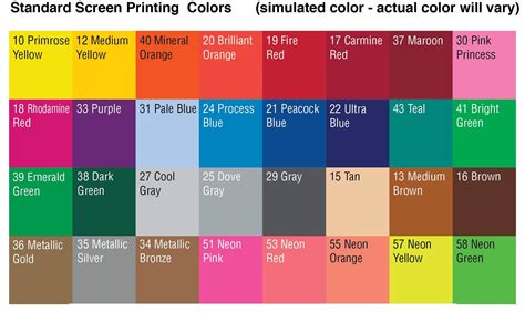 Screen Printing Colors