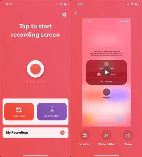 Screen Record XR interface
