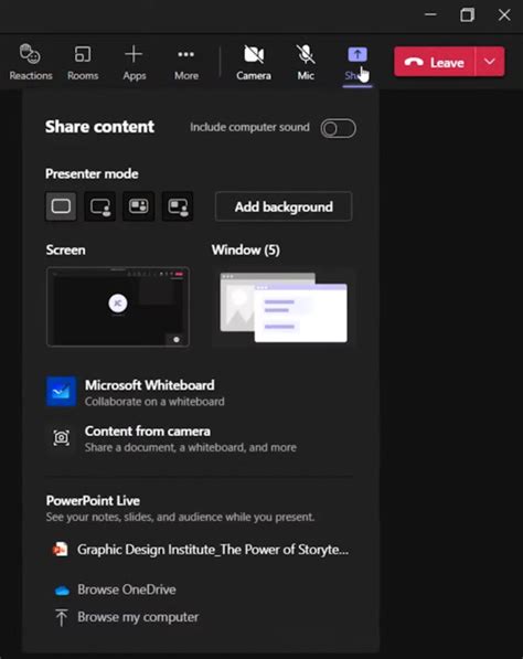 Screen sharing in live streams
