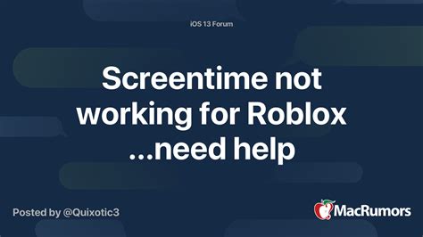 Screentime not working for Roblox need help | MacRumors Forums