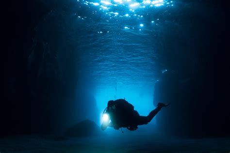 Scuba diving at twilight