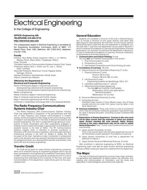 Sdsu Electrical Engineering Catalog