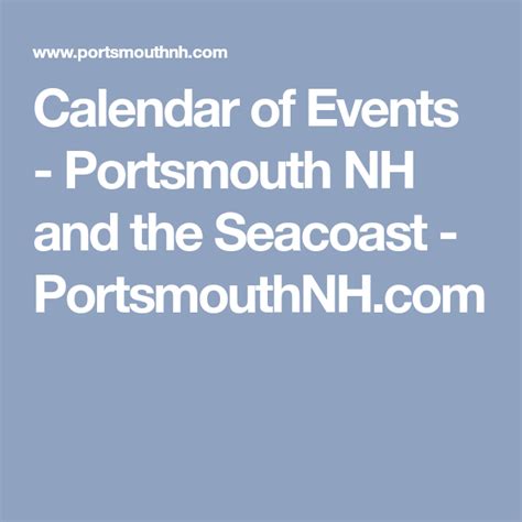 Seacoast Calendar Nh