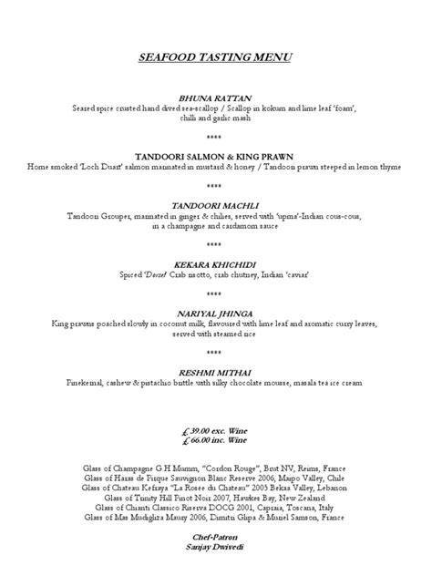 Seafood tasting menu