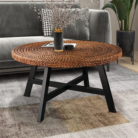 Buy RANDEFURN Seagrass Round Coffee Table,Sofa & Console Tables,Pine Wood X Base Frame End