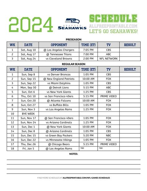 Seahawks 2024 Schedule Pdf
