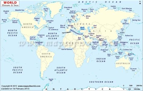Border of seas and oceans in the earth(sea and oceans boundaries