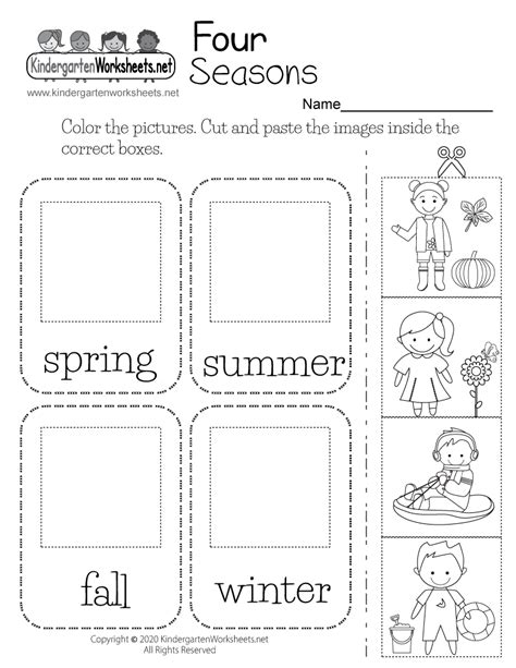 Seasons Worksheets For Kindergarten