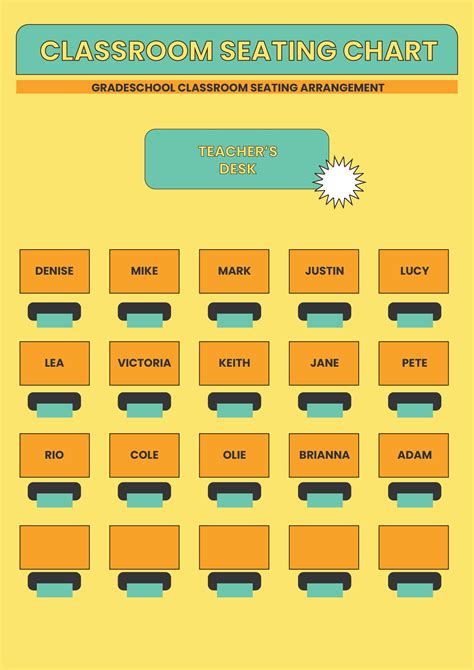 Seating Chart Template Classroom Printable