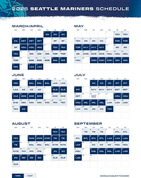 Seattle Mariners Opening Day Schedule