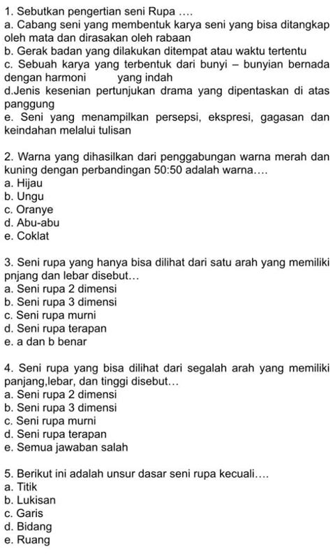 Sebutkan Cabang Seni