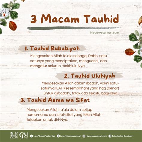 Sebutkan Macam Macam Tauhid