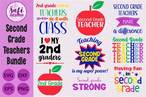 Download Second Grade Teachers Cut File Bundle For Crafts