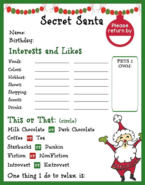 Secret Santa Google Form Template