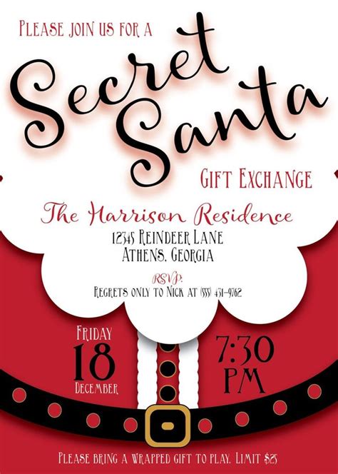 Secret Santa Invitation Template Free