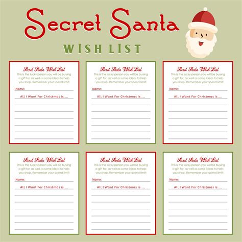 Secret Santa Wishlist Template