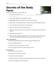 Secrets Of The Body Farm Worksheet