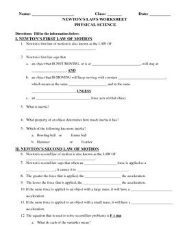 newtons third law worksheet